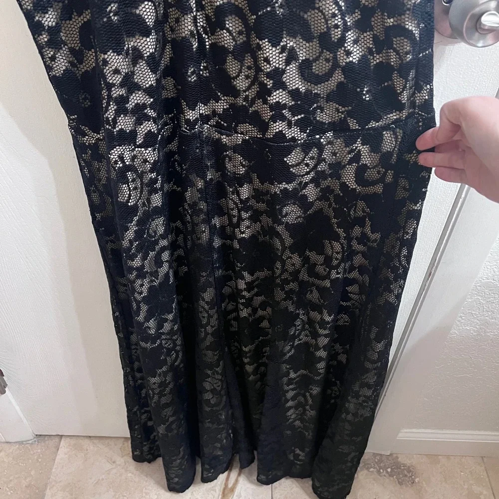 Emerald Sundae Womens‎ XL Black Lace Halter Neck Keyhole Back Maxi Dress Gown
